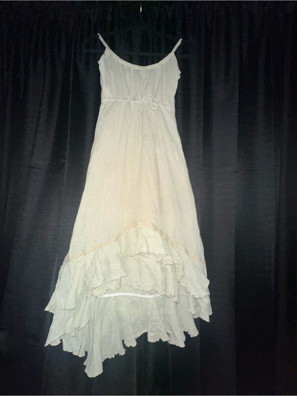 VILA Cream Ruffle High-Low Spaghetti Strap Dress